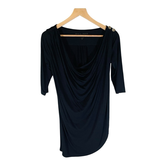 Rosie Pope Mini Dress S Small Black Gold Buttons Midi Casual Date Cocktails Chic - Picture 1 of 14